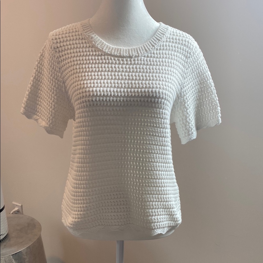 GAP White open Knit Crew Neck Sweater